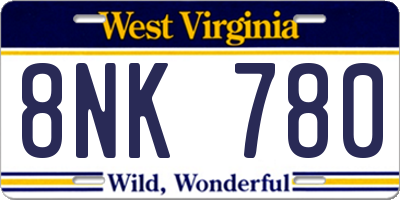 WV license plate 8NK780