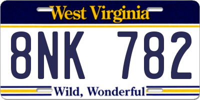 WV license plate 8NK782