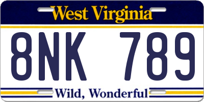 WV license plate 8NK789