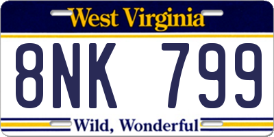 WV license plate 8NK799