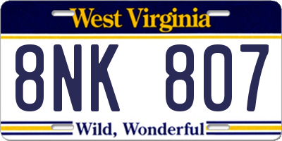 WV license plate 8NK807