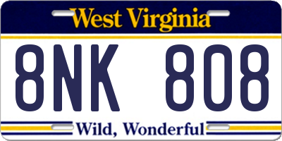 WV license plate 8NK808