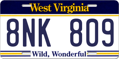 WV license plate 8NK809