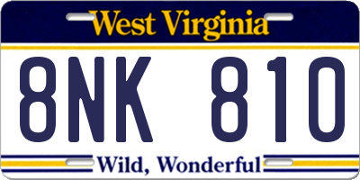 WV license plate 8NK810