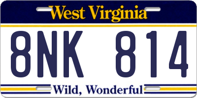 WV license plate 8NK814