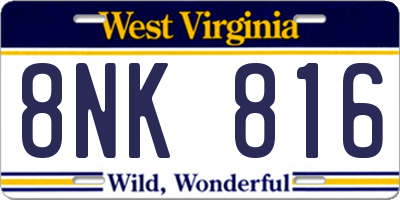 WV license plate 8NK816