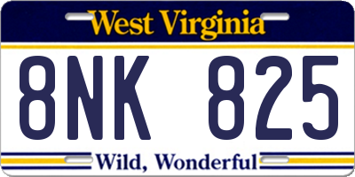 WV license plate 8NK825