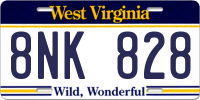 WV license plate 8NK828
