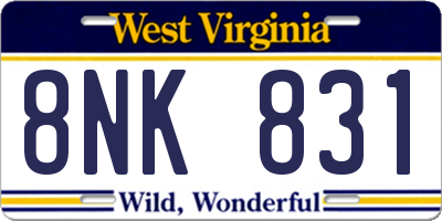 WV license plate 8NK831