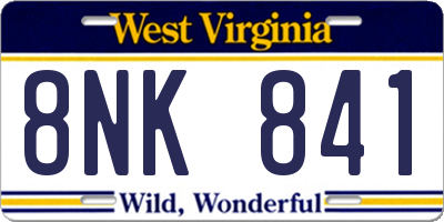 WV license plate 8NK841