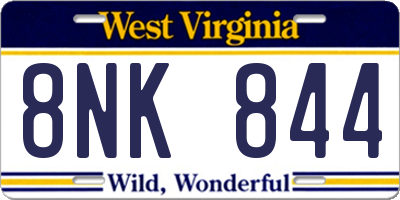 WV license plate 8NK844