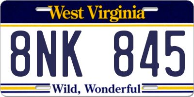 WV license plate 8NK845