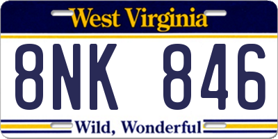 WV license plate 8NK846