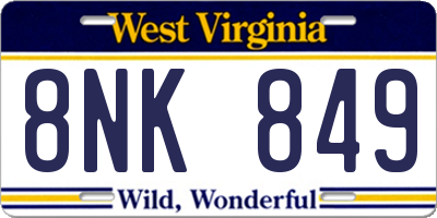 WV license plate 8NK849