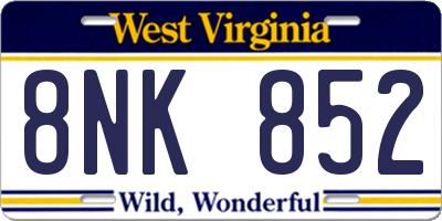 WV license plate 8NK852