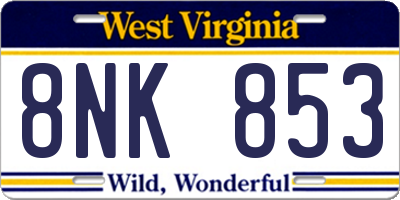 WV license plate 8NK853