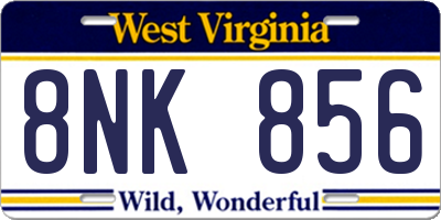 WV license plate 8NK856