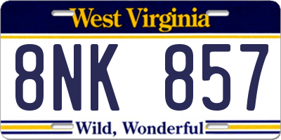 WV license plate 8NK857