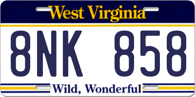 WV license plate 8NK858
