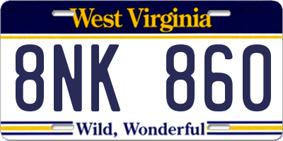 WV license plate 8NK860