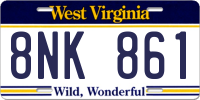 WV license plate 8NK861