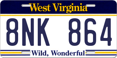 WV license plate 8NK864