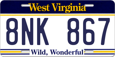 WV license plate 8NK867