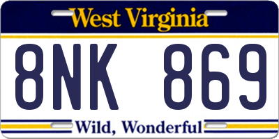 WV license plate 8NK869