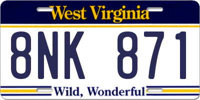 WV license plate 8NK871