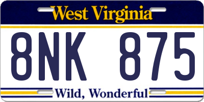 WV license plate 8NK875