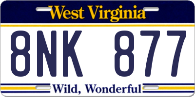 WV license plate 8NK877