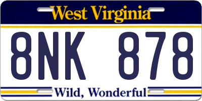 WV license plate 8NK878