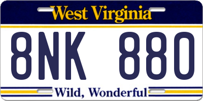 WV license plate 8NK880