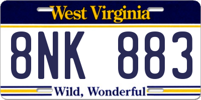 WV license plate 8NK883