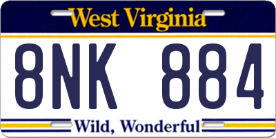 WV license plate 8NK884