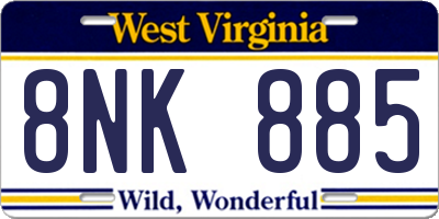 WV license plate 8NK885