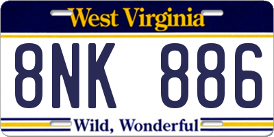 WV license plate 8NK886
