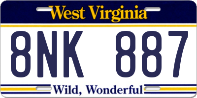 WV license plate 8NK887