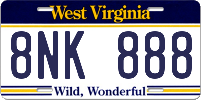 WV license plate 8NK888
