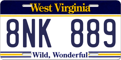 WV license plate 8NK889