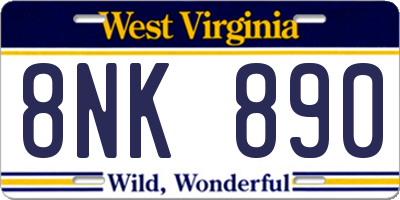 WV license plate 8NK890