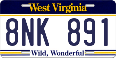 WV license plate 8NK891