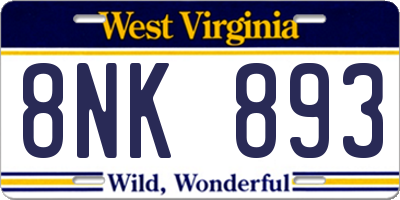 WV license plate 8NK893