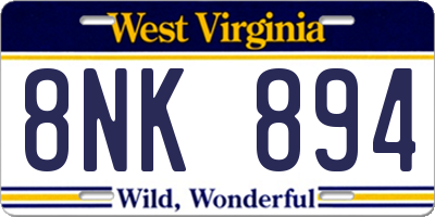 WV license plate 8NK894