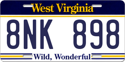 WV license plate 8NK898