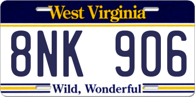 WV license plate 8NK906