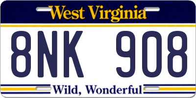 WV license plate 8NK908
