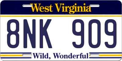 WV license plate 8NK909