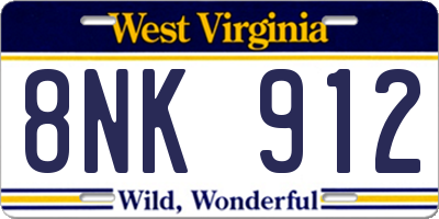 WV license plate 8NK912