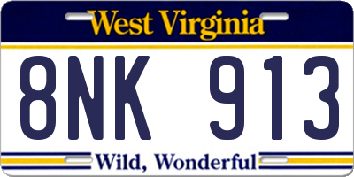WV license plate 8NK913